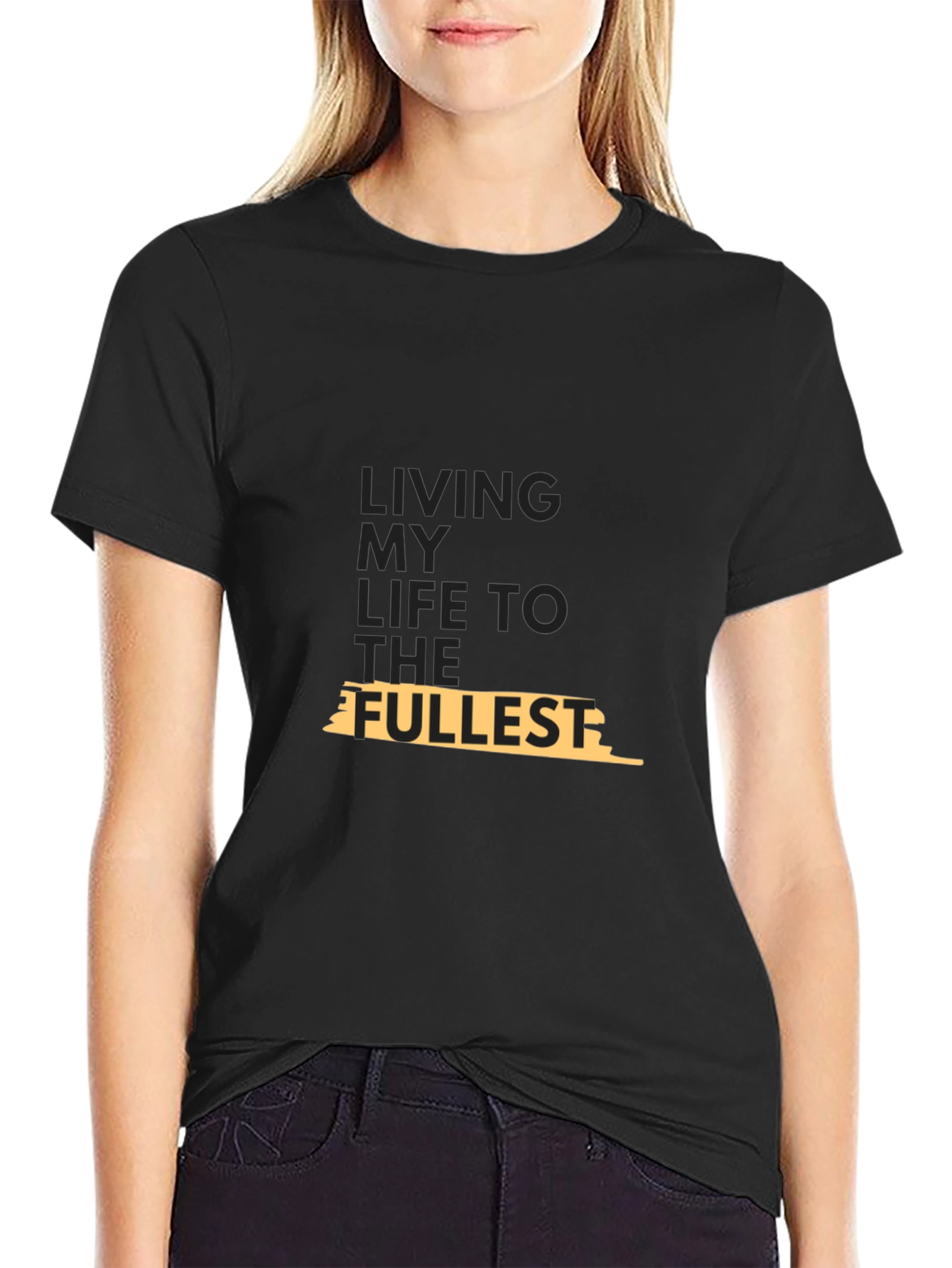 Living My Life To The Fullest Black Graphic Tee