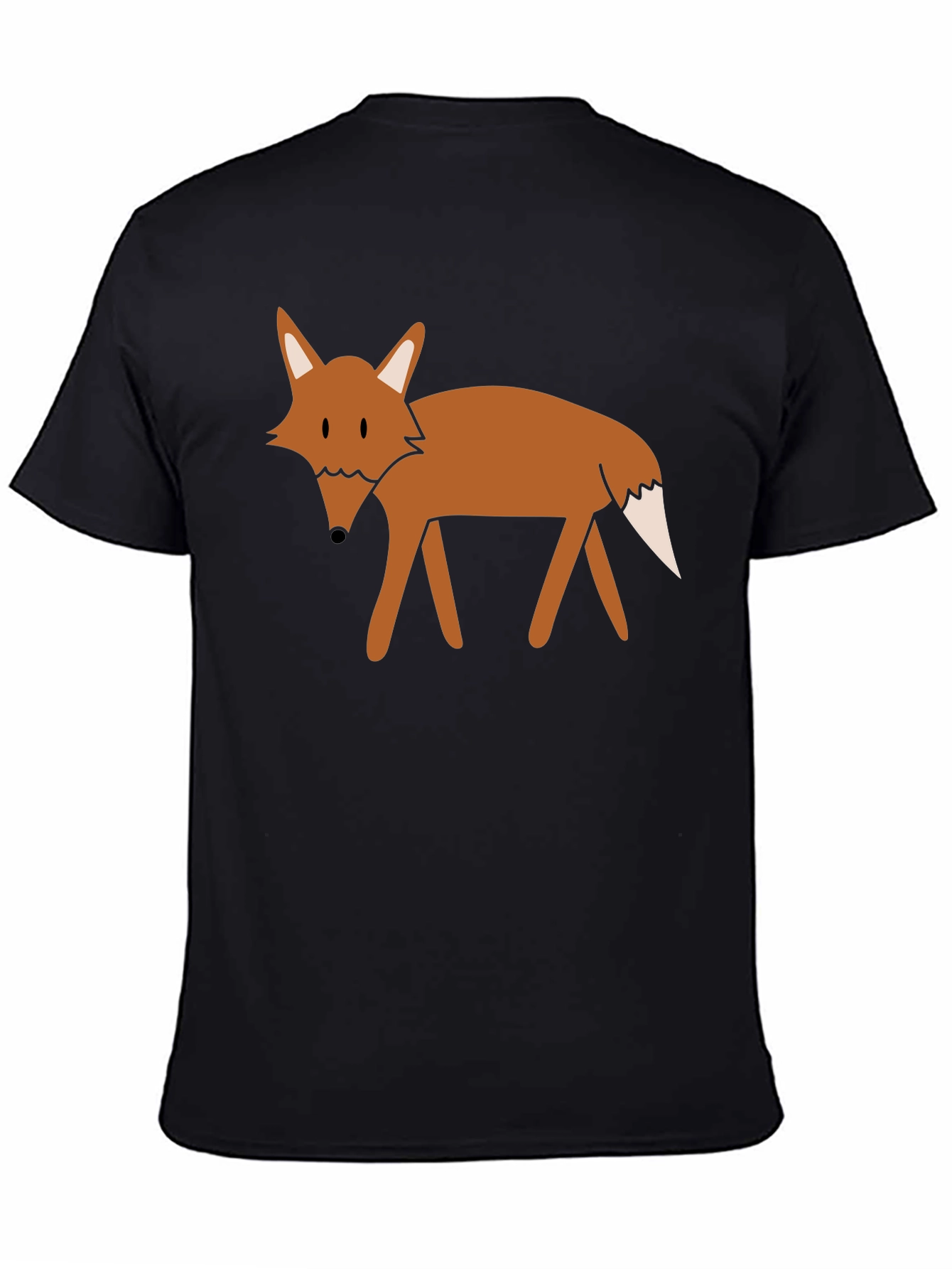 Black T-Shirt with Cartoon Fox Graphic