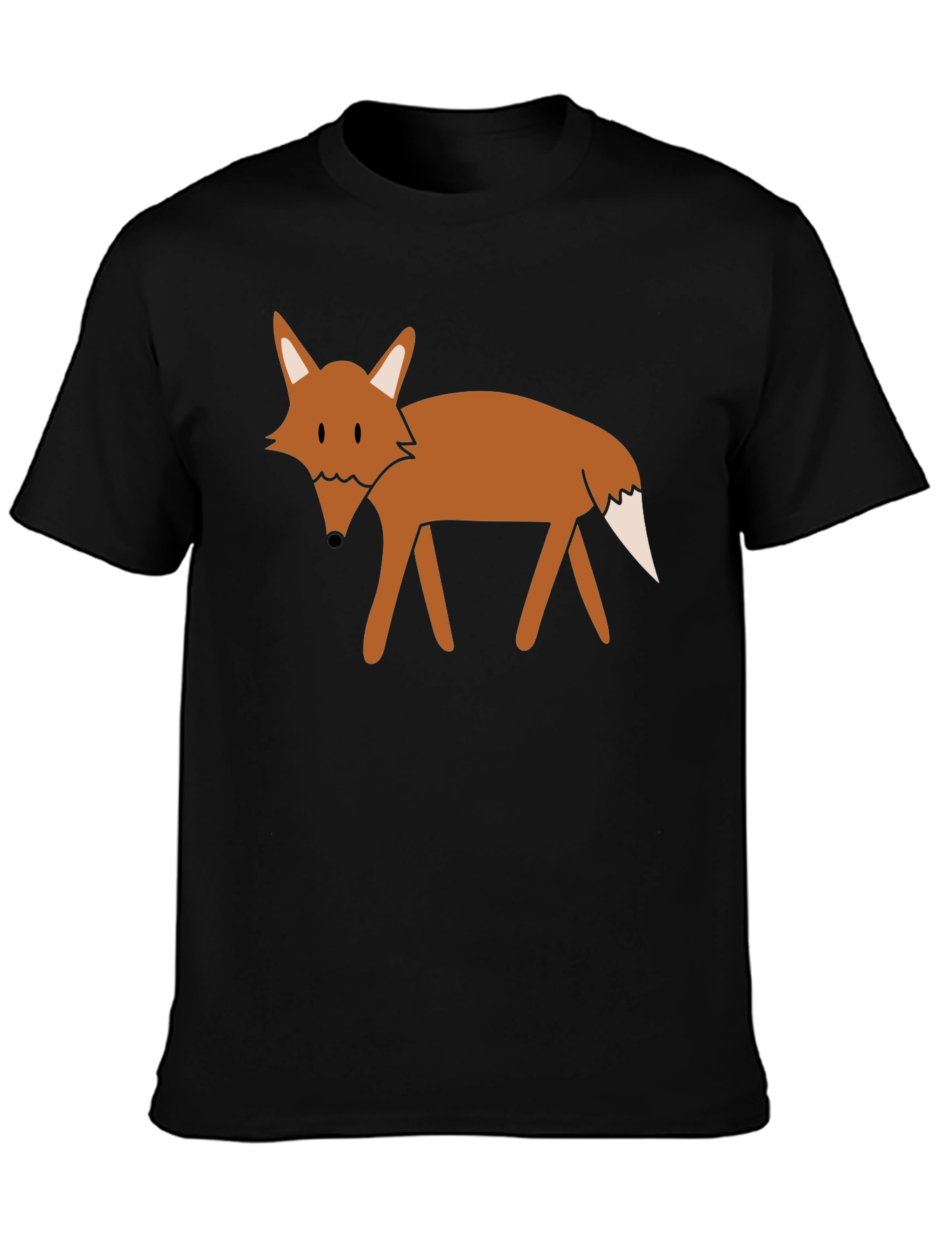 Black T-Shirt with Cartoon Fox Graphic