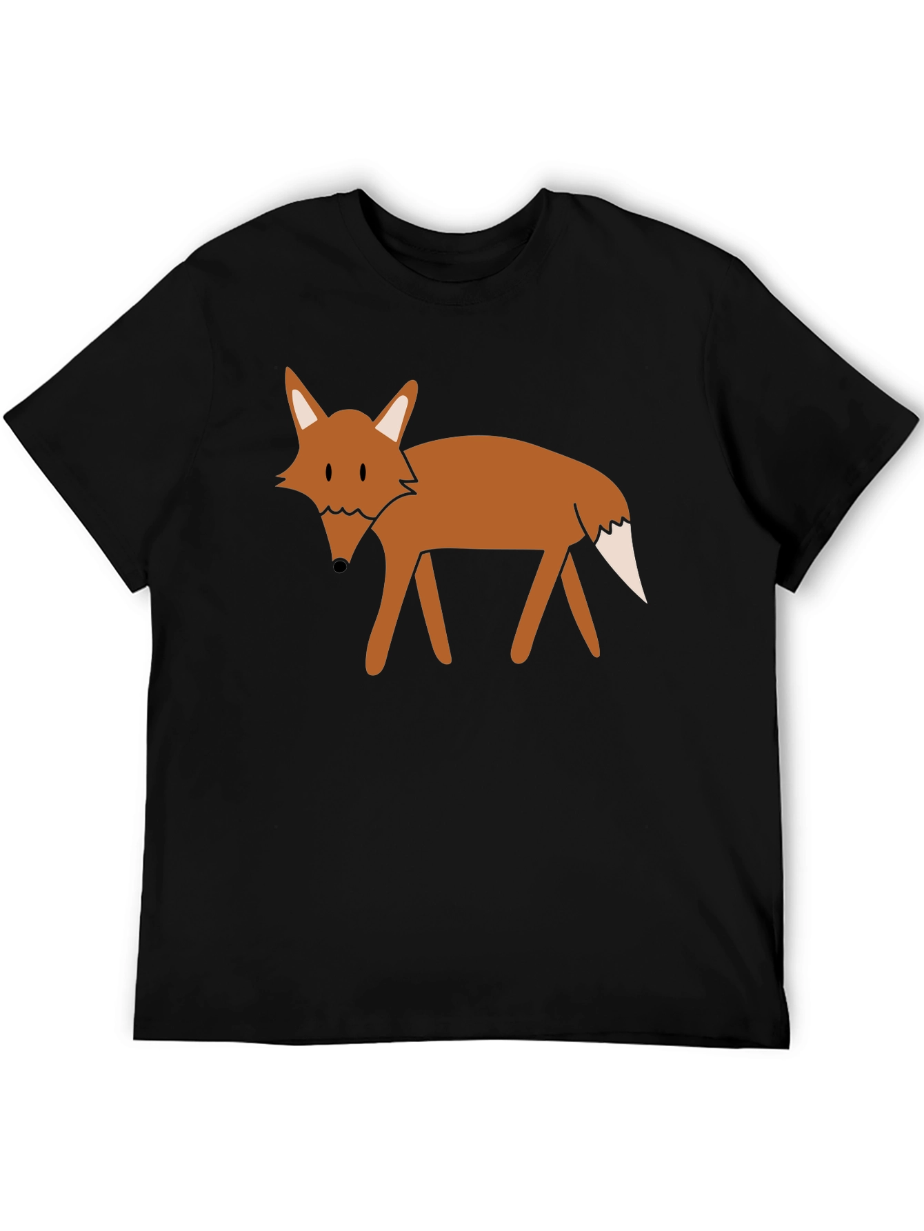 Black T-Shirt with Cartoon Fox Graphic