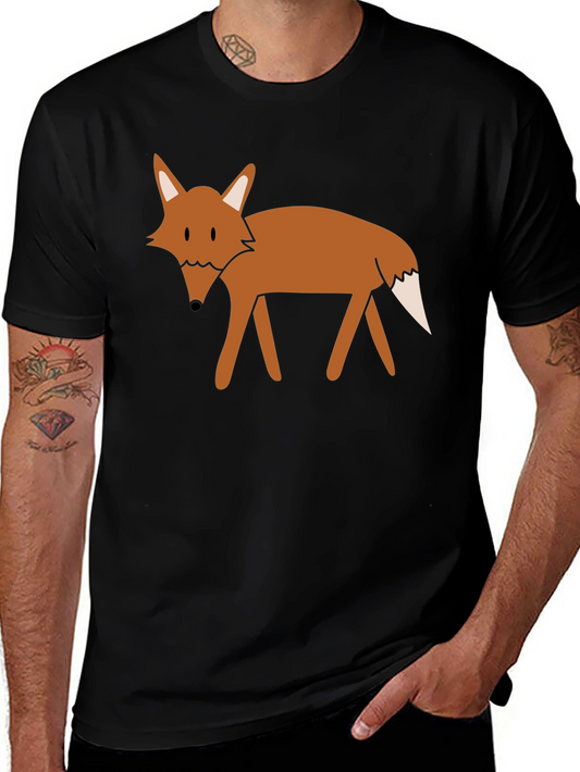 Black T-Shirt with Cartoon Fox Graphic