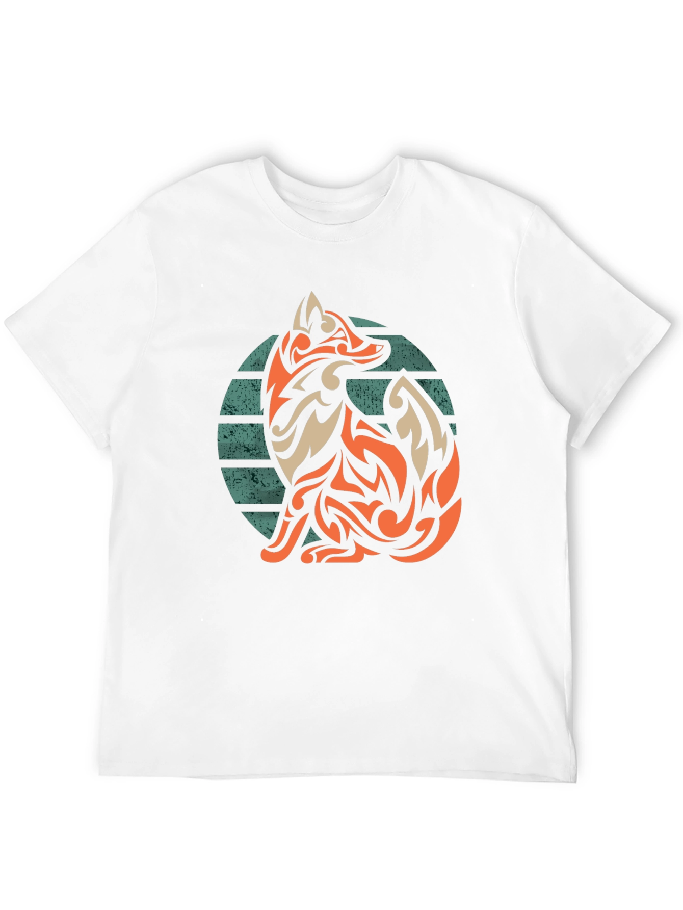 Tribal Fox Graphic Tee - Stylish Mens Black T-Shirt