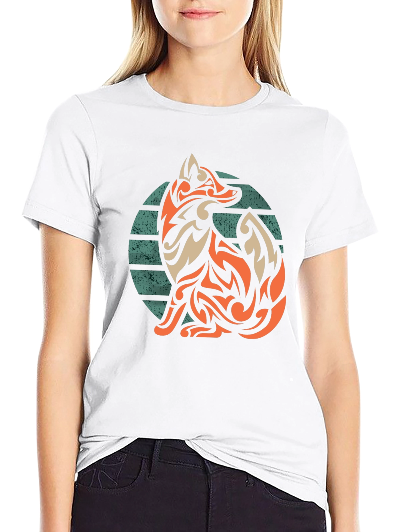 Tribal Fox Graphic Tee - Stylish Mens Black T-Shirt