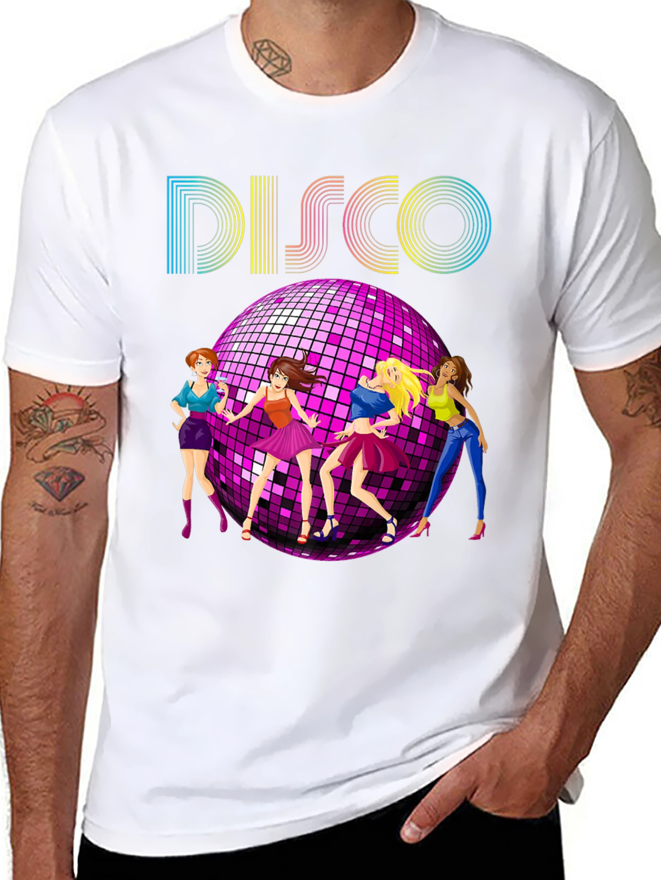 Retro Disco T-Shirt with Dancing Girls