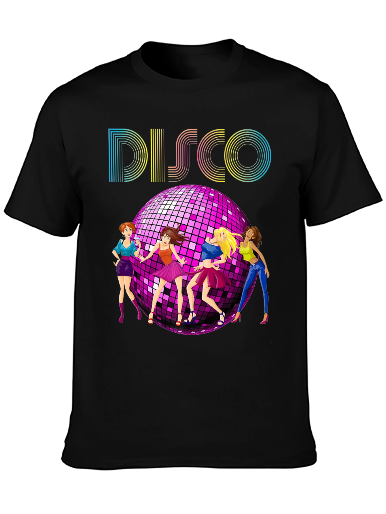 Retro Disco T-Shirt with Dancing Girls