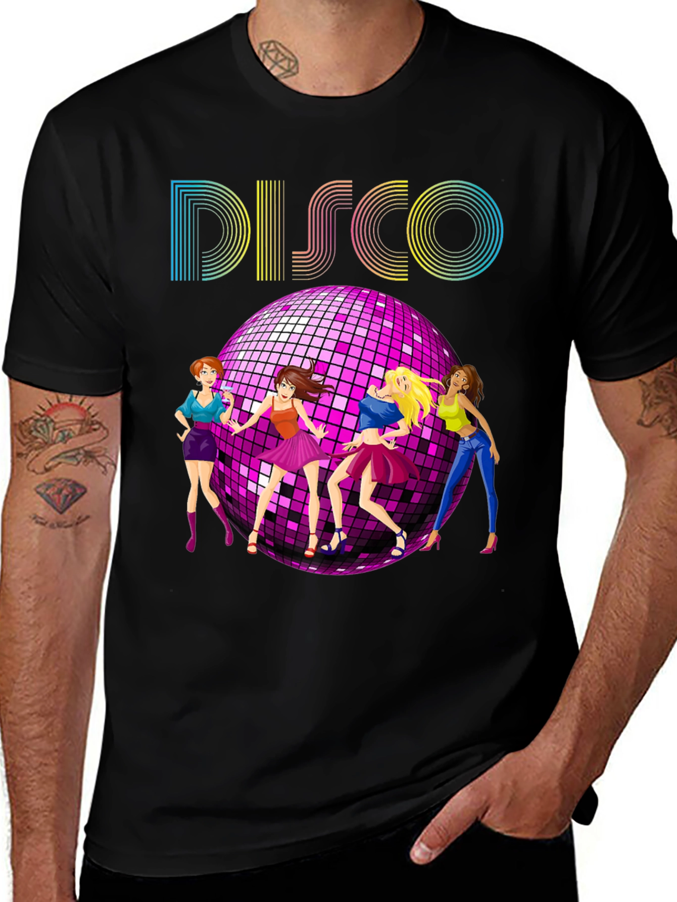 Retro Disco T-Shirt with Dancing Girls