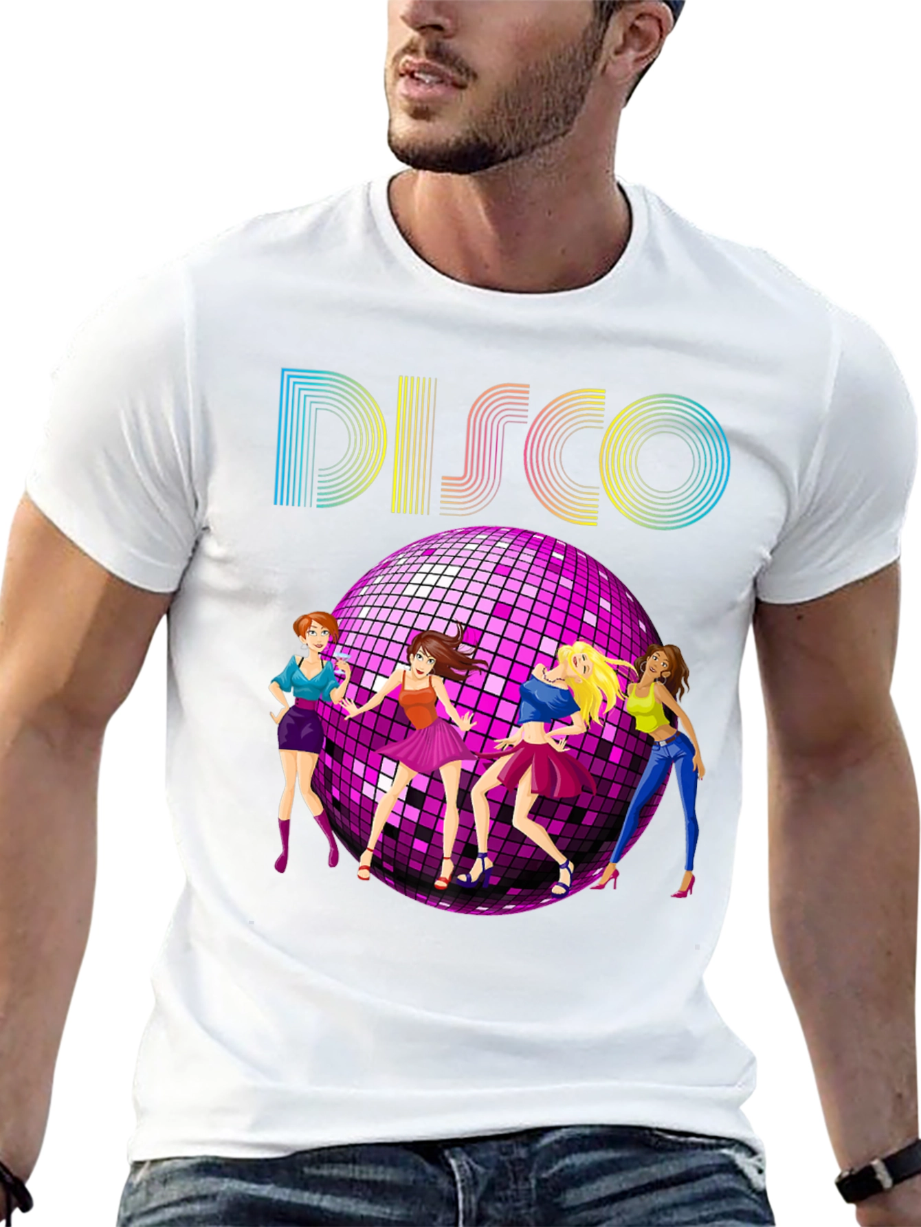 Retro Disco T-Shirt with Dancing Girls