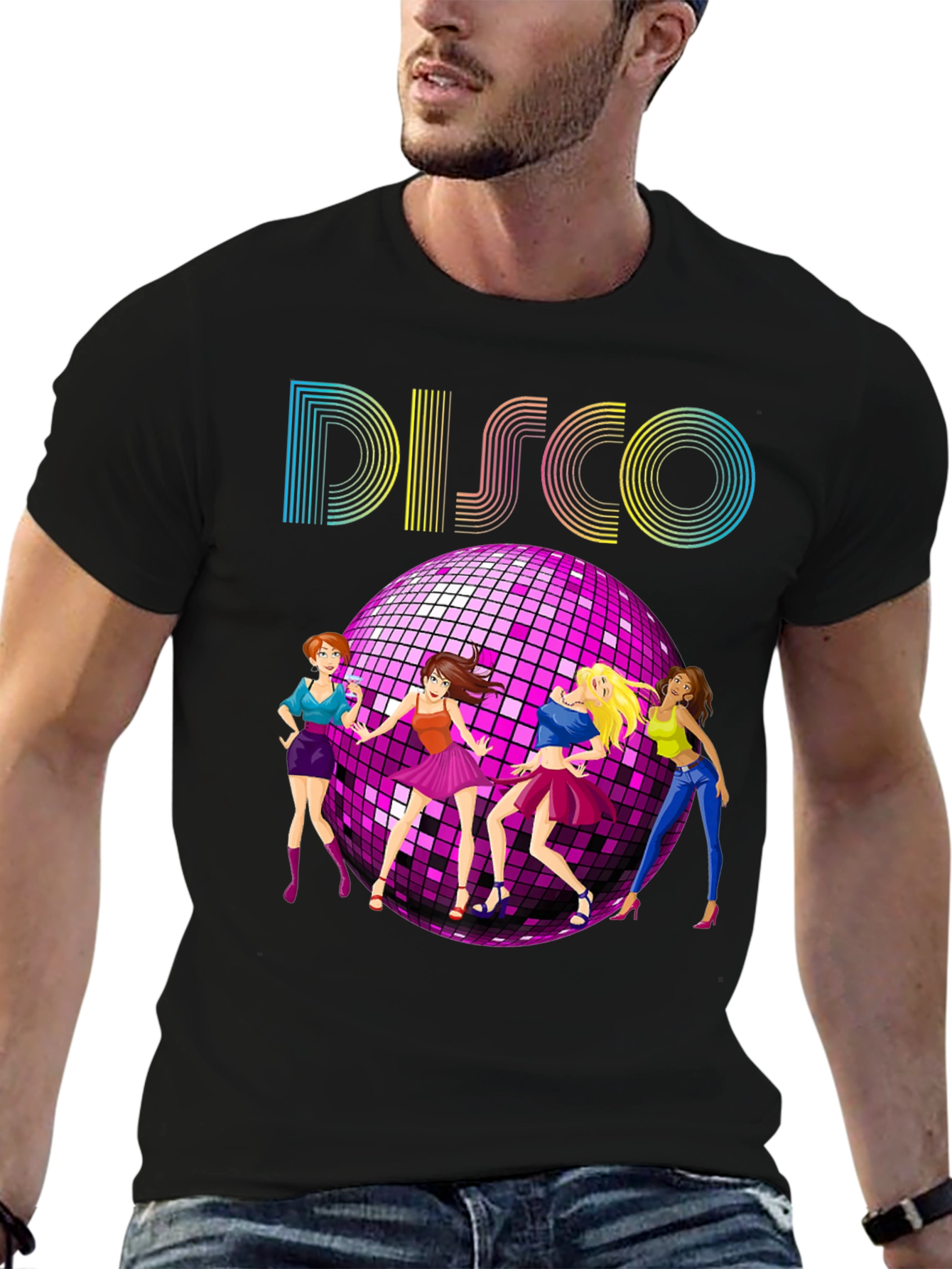 Retro Disco T-Shirt with Dancing Girls