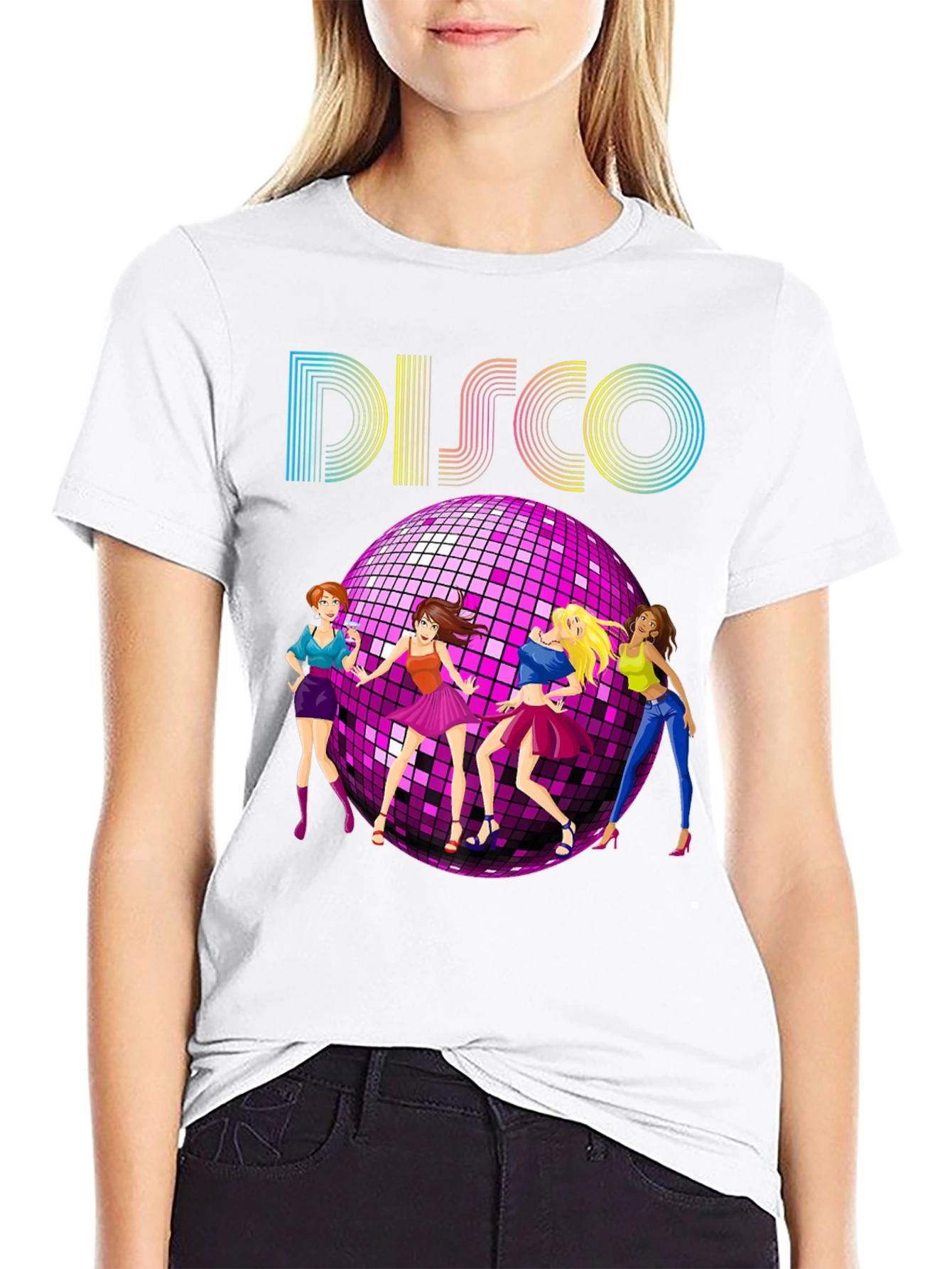 Retro Disco T-Shirt with Dancing Girls