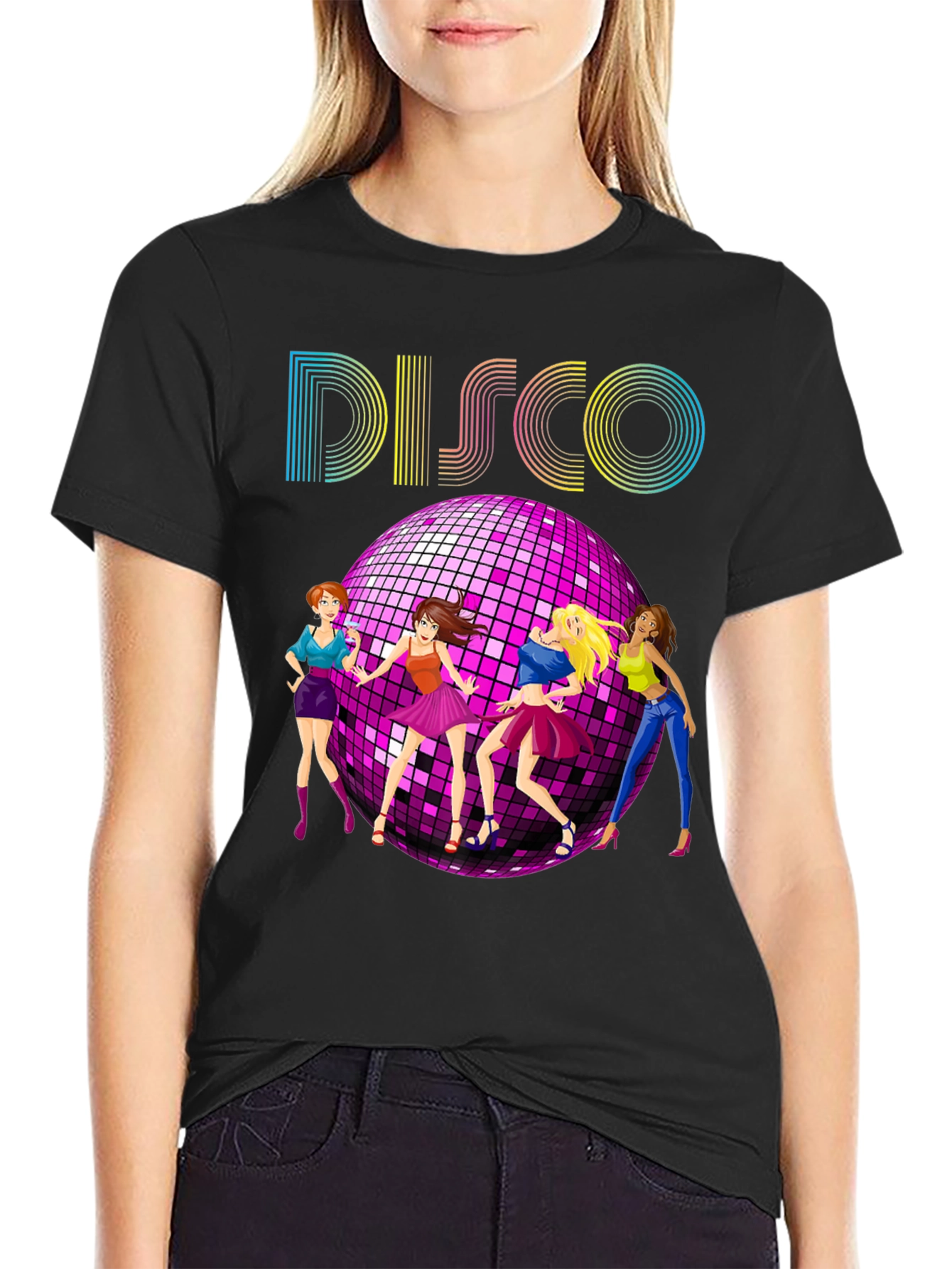 Retro Disco T-Shirt with Dancing Girls