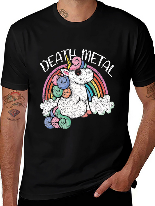 Death Metal Unicorn T-Shirt - Rainbow & Edgy