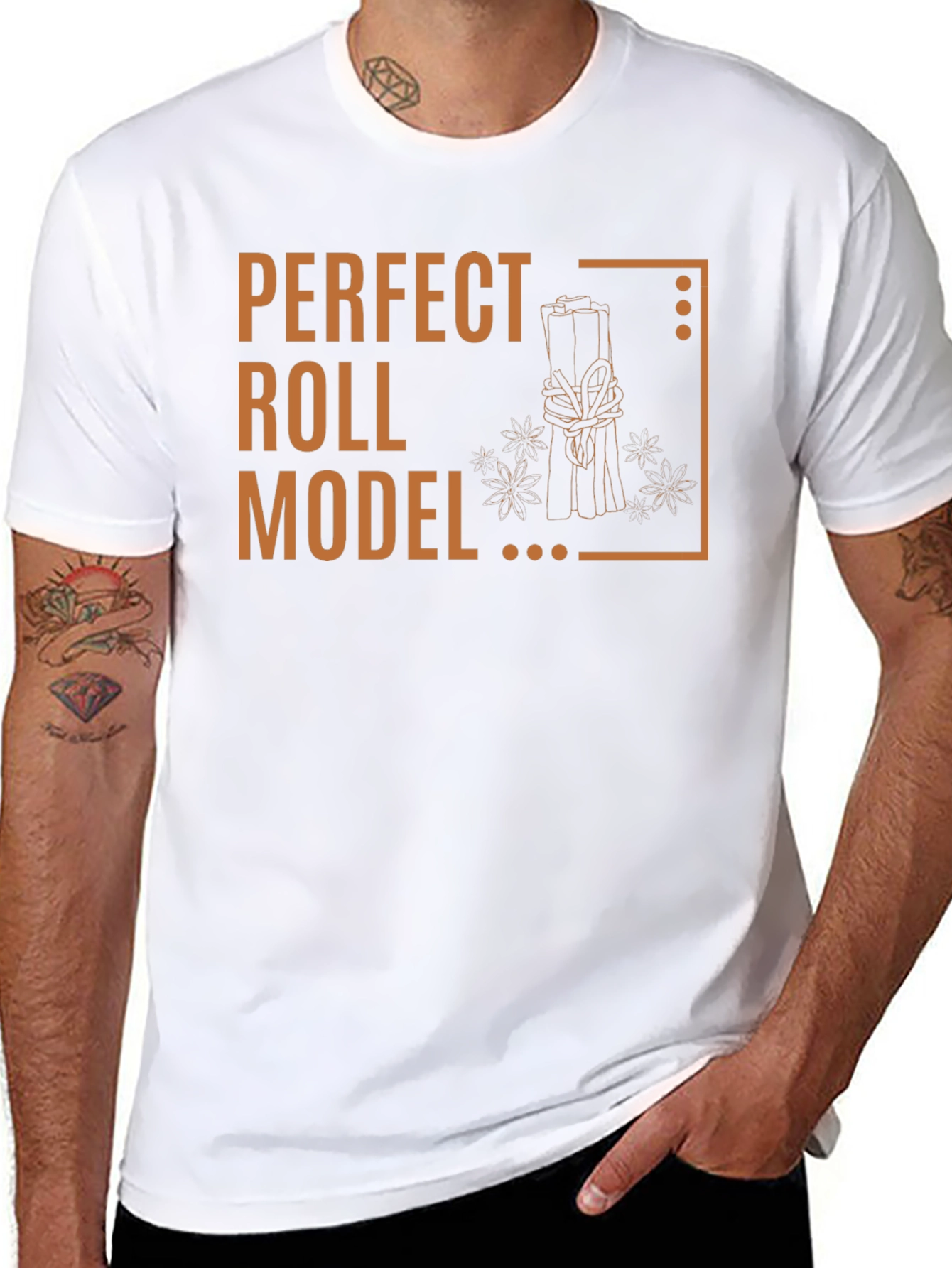 Perfect Roll Model Graphic T-Shirt - Cinnamon Pun Tee