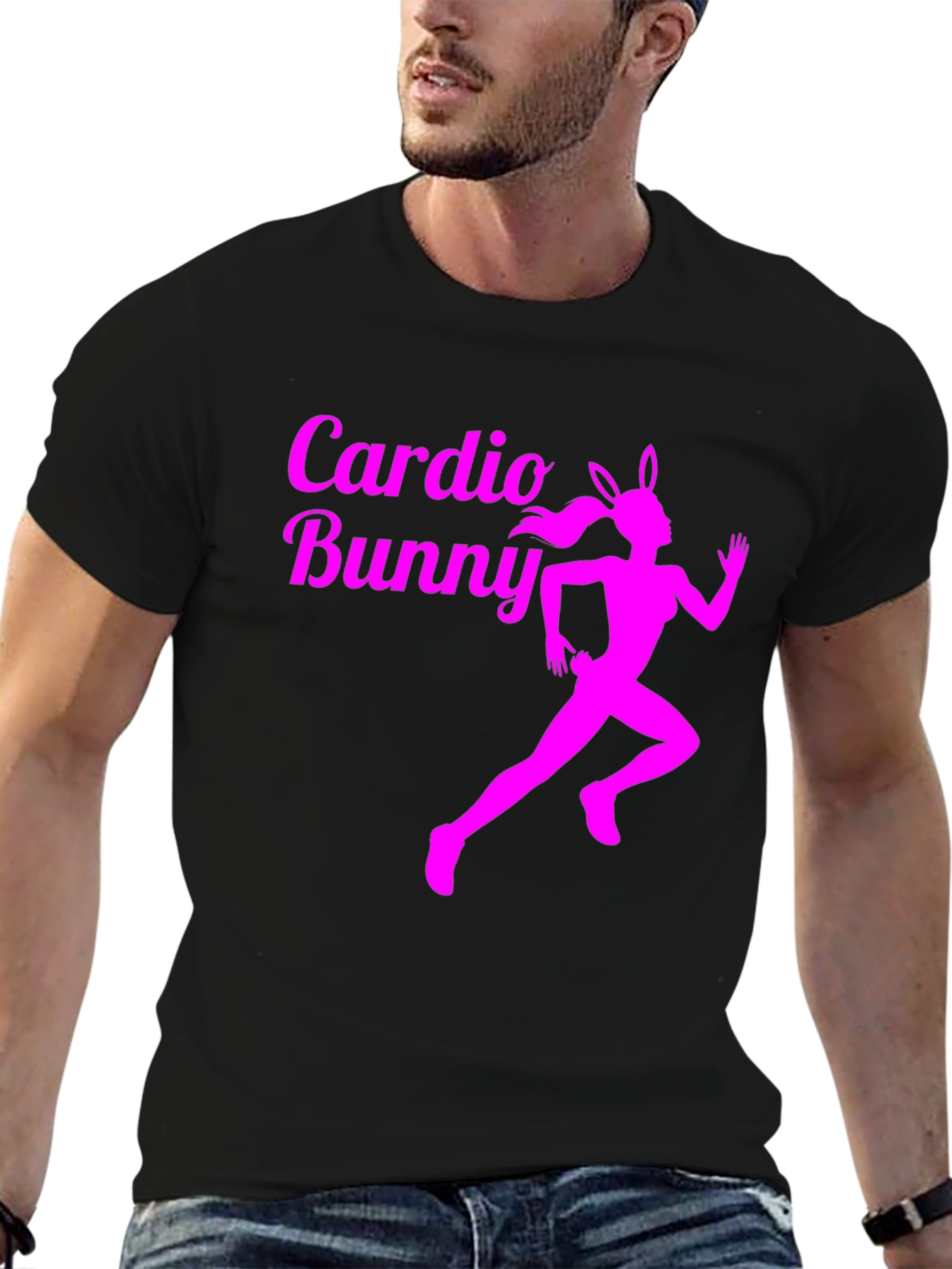 Cardio Bunny Graphic Tee - Running Rabbit Design