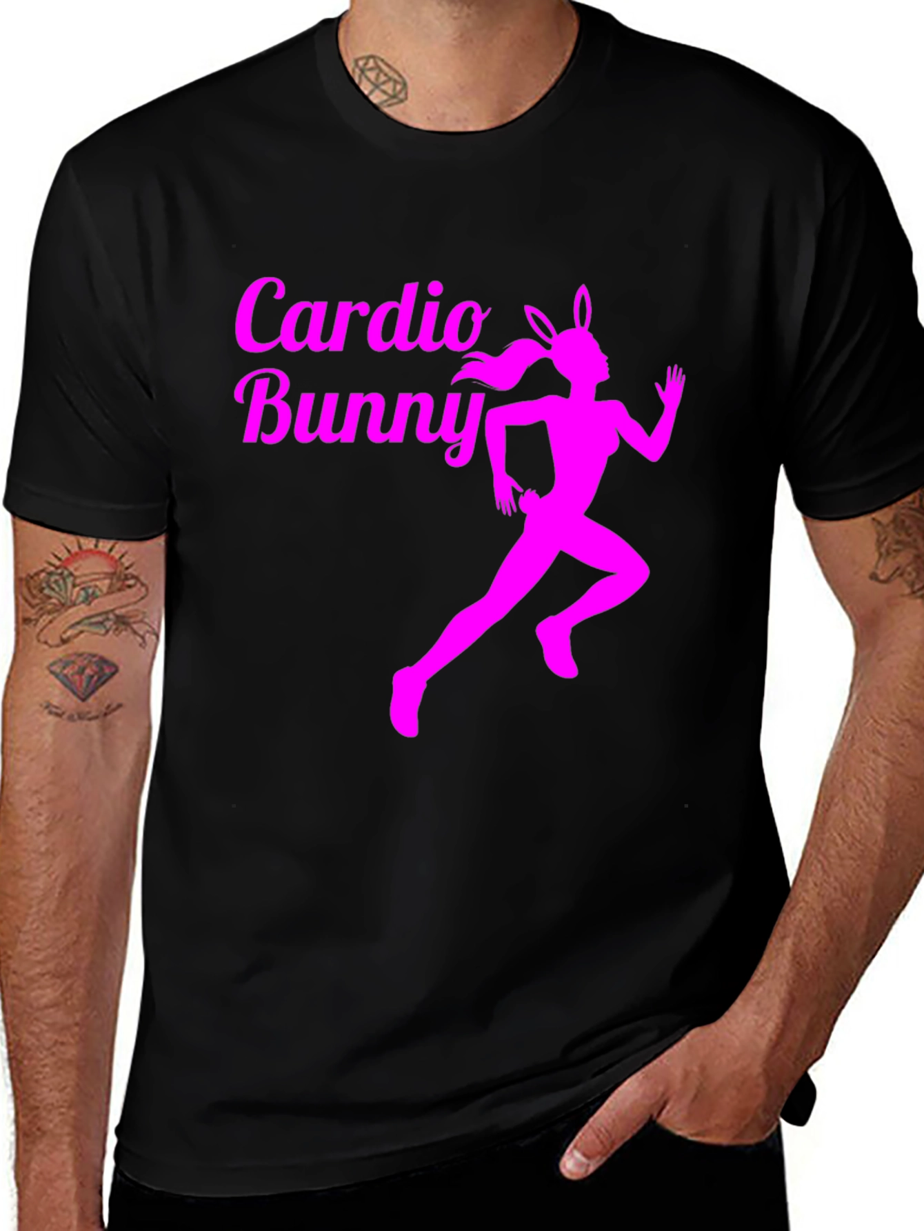 Cardio Bunny Graphic Tee - Running Rabbit Design