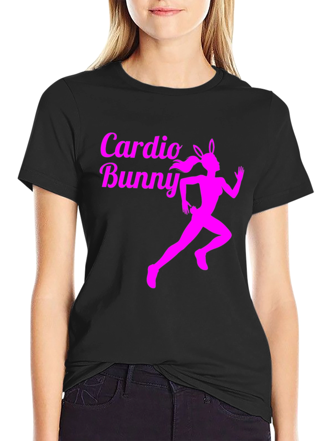 Cardio Bunny Graphic Tee - Running Rabbit Design