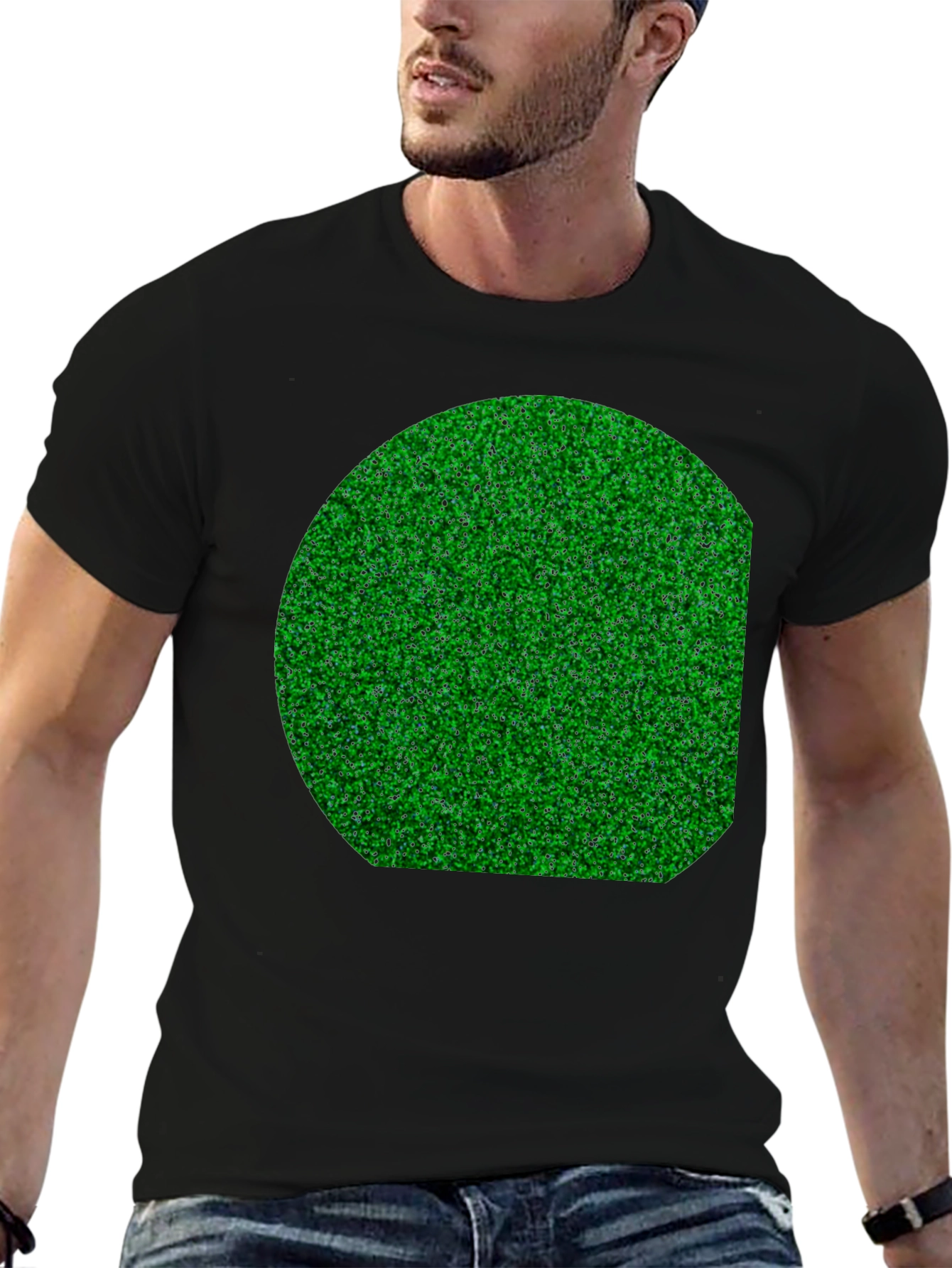 Grass Print Black T-Shirt