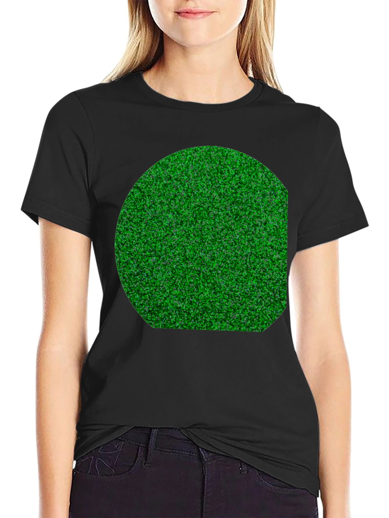 Grass Print Black T-Shirt