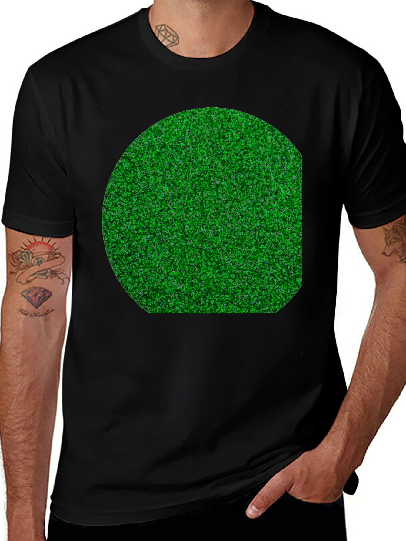 Grass Print Black T-Shirt