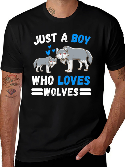 Just A Boy Who Loves Wolves Graphic T-Shirt