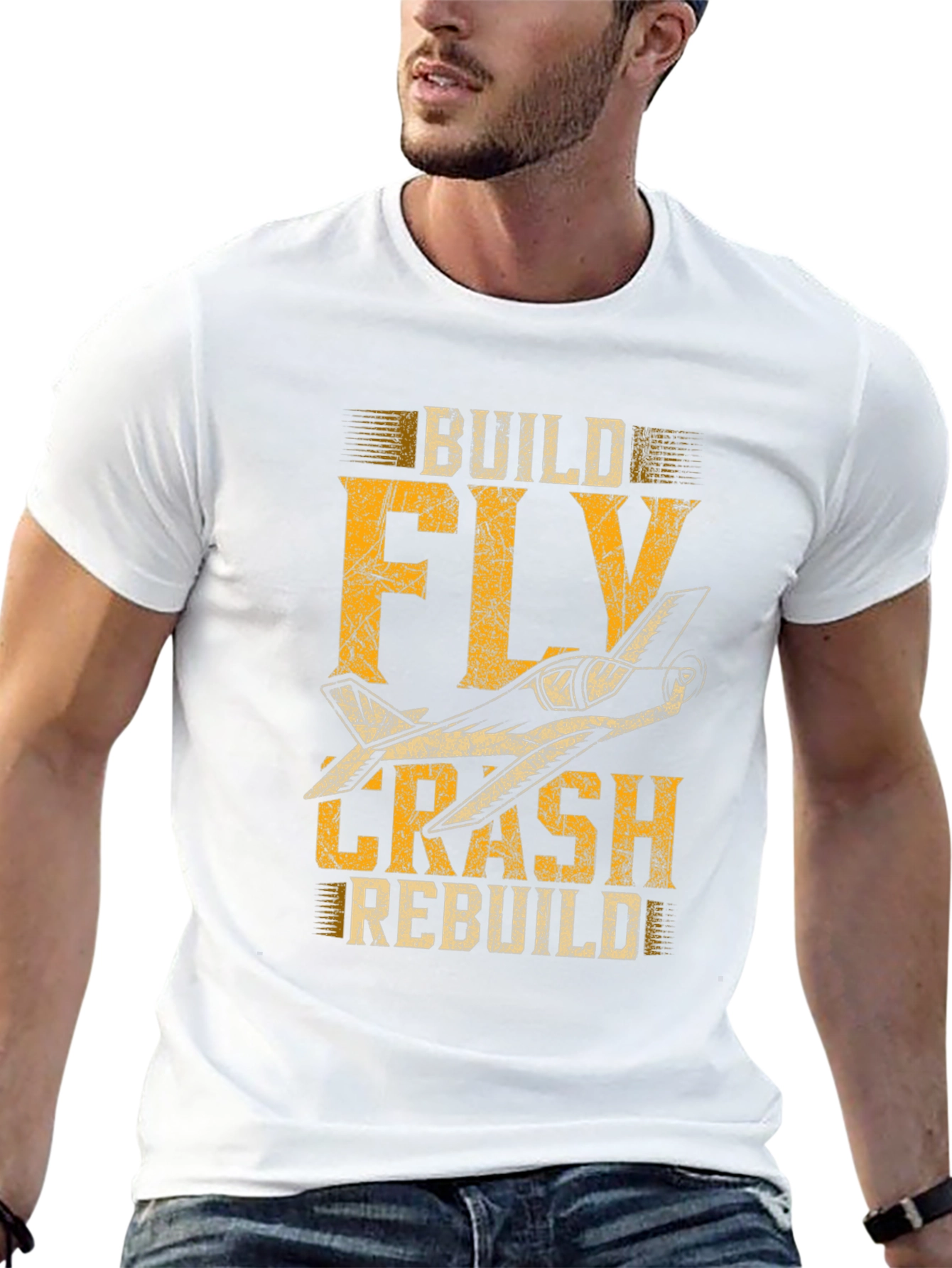 Build Fly Crash Rebuild Plane Graphic Tee