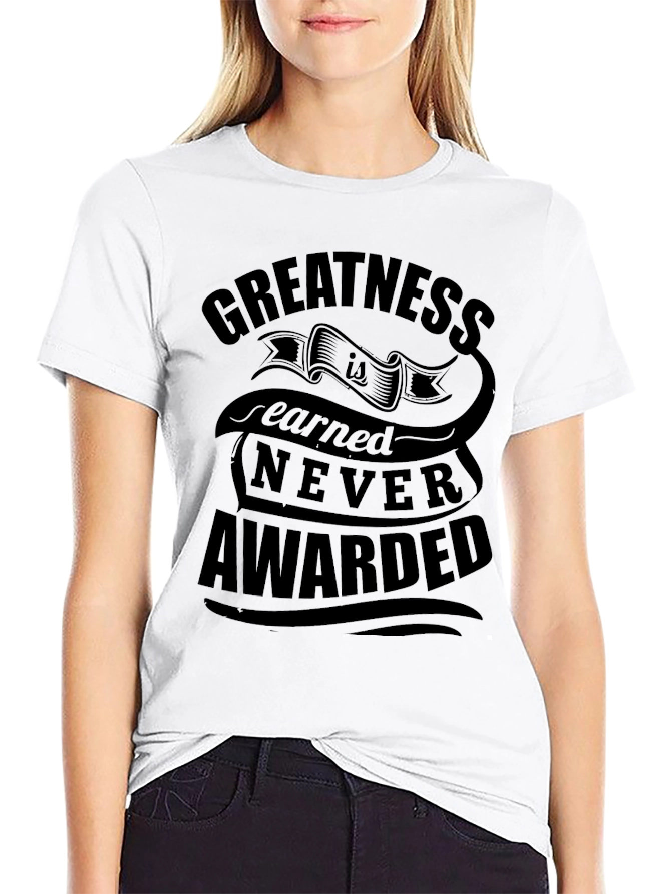 Greatness Earned Black Graphic T-Shirt