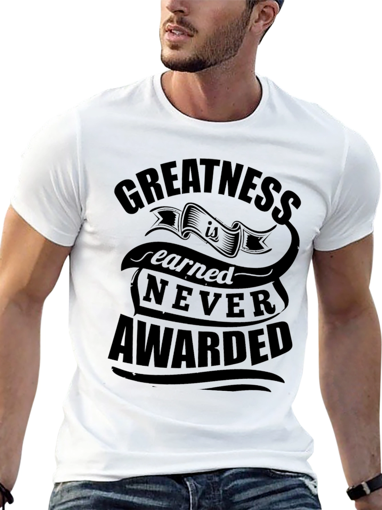 Greatness Earned Black Graphic T-Shirt