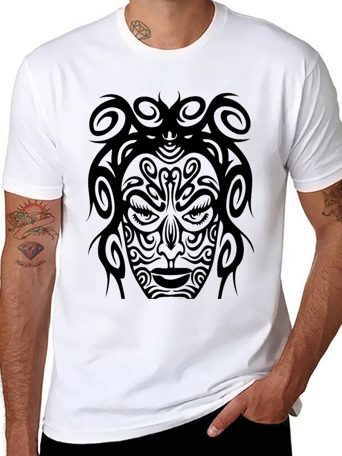 Tribal Medusa Graphic Black T-Shirt