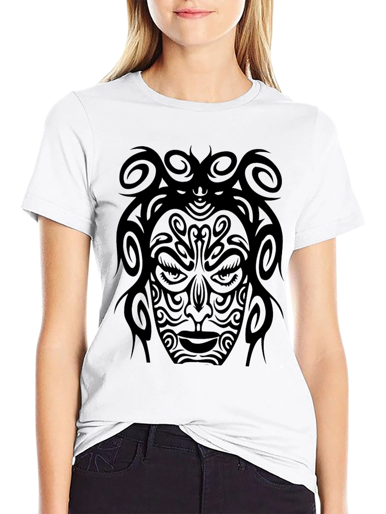 Tribal Medusa Graphic Black T-Shirt