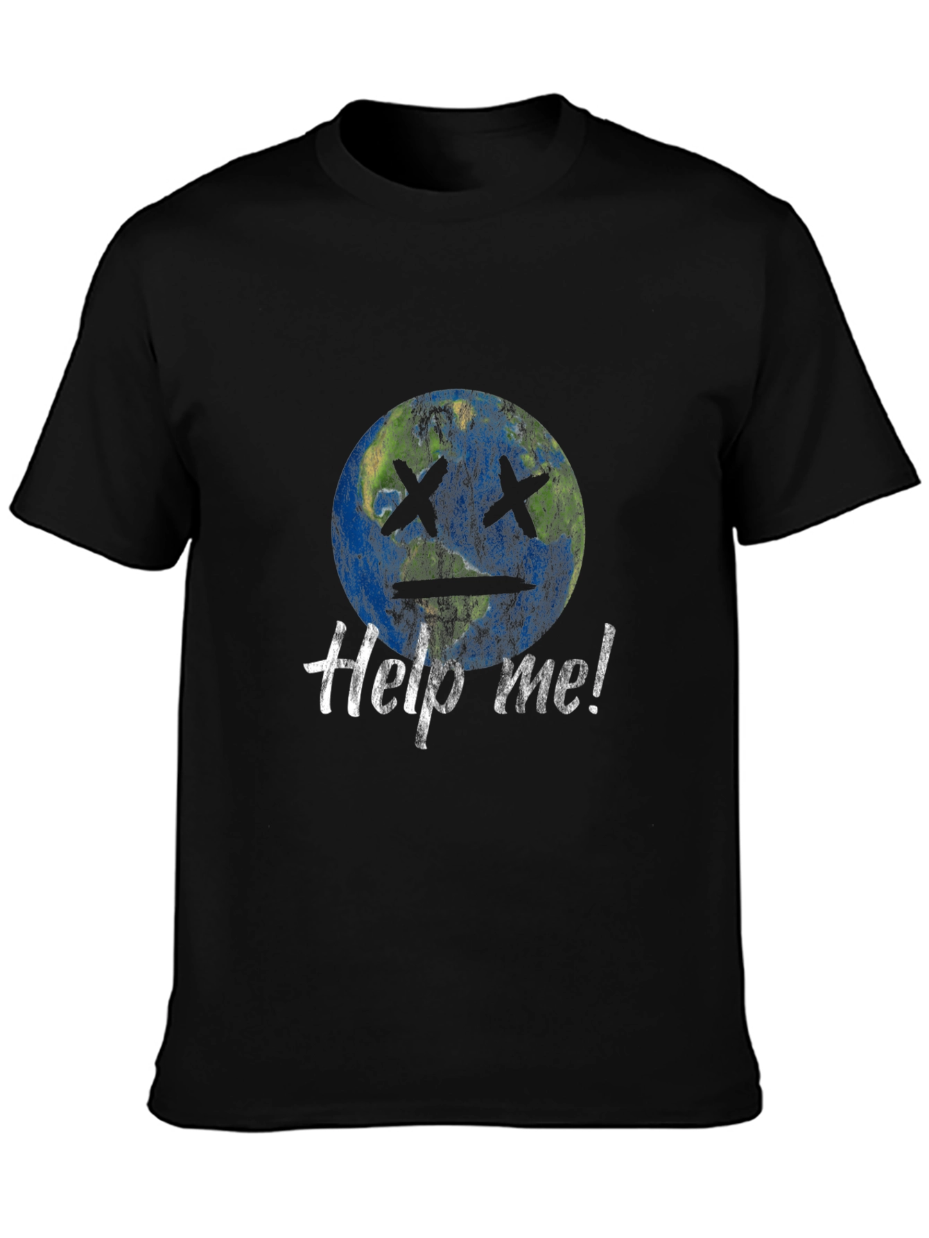 Earth Help Me! Graphic Print Black T-Shirt