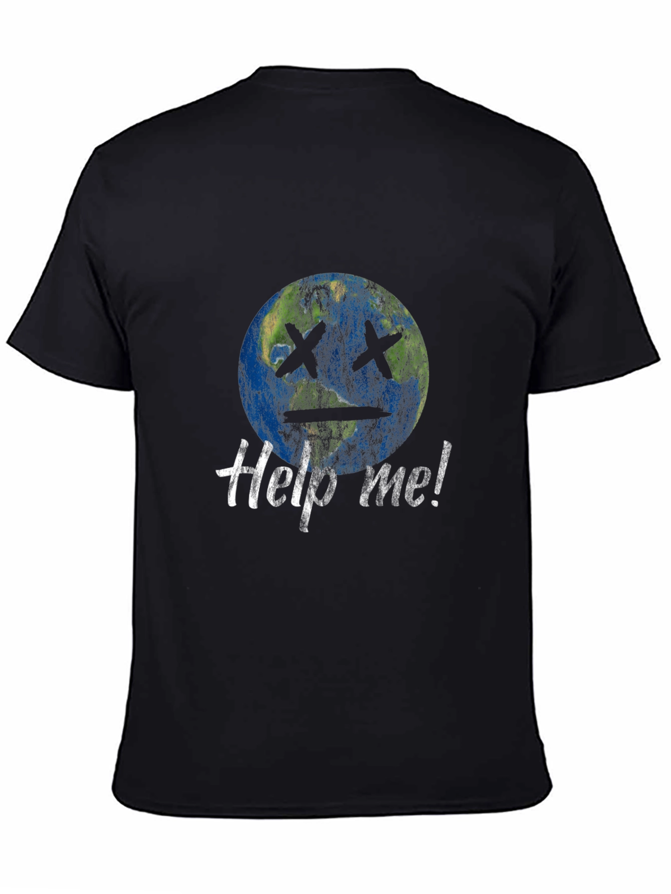 Earth Help Me! Graphic Print Black T-Shirt