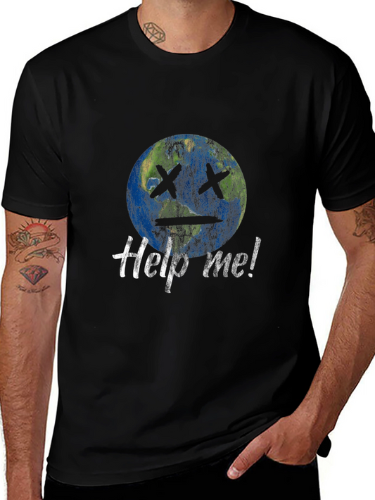 Earth Help Me! Graphic Print Black T-Shirt