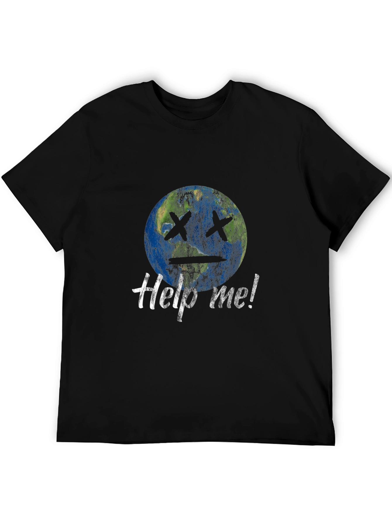 Earth Help Me! Graphic Print Black T-Shirt