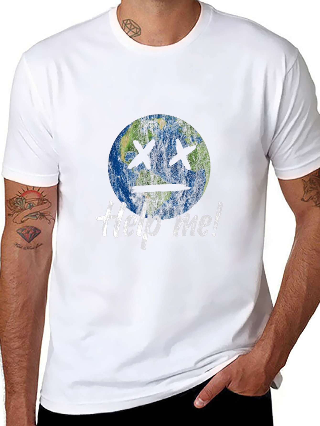 Earth Help Me! Graphic Print Black T-Shirt