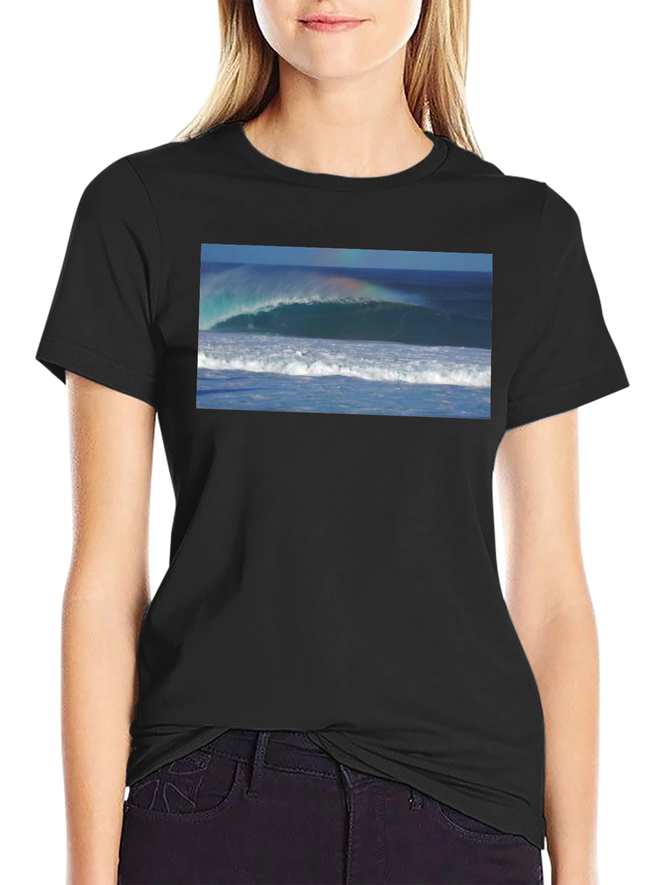 Ocean Wave Graphic Black T-Shirt