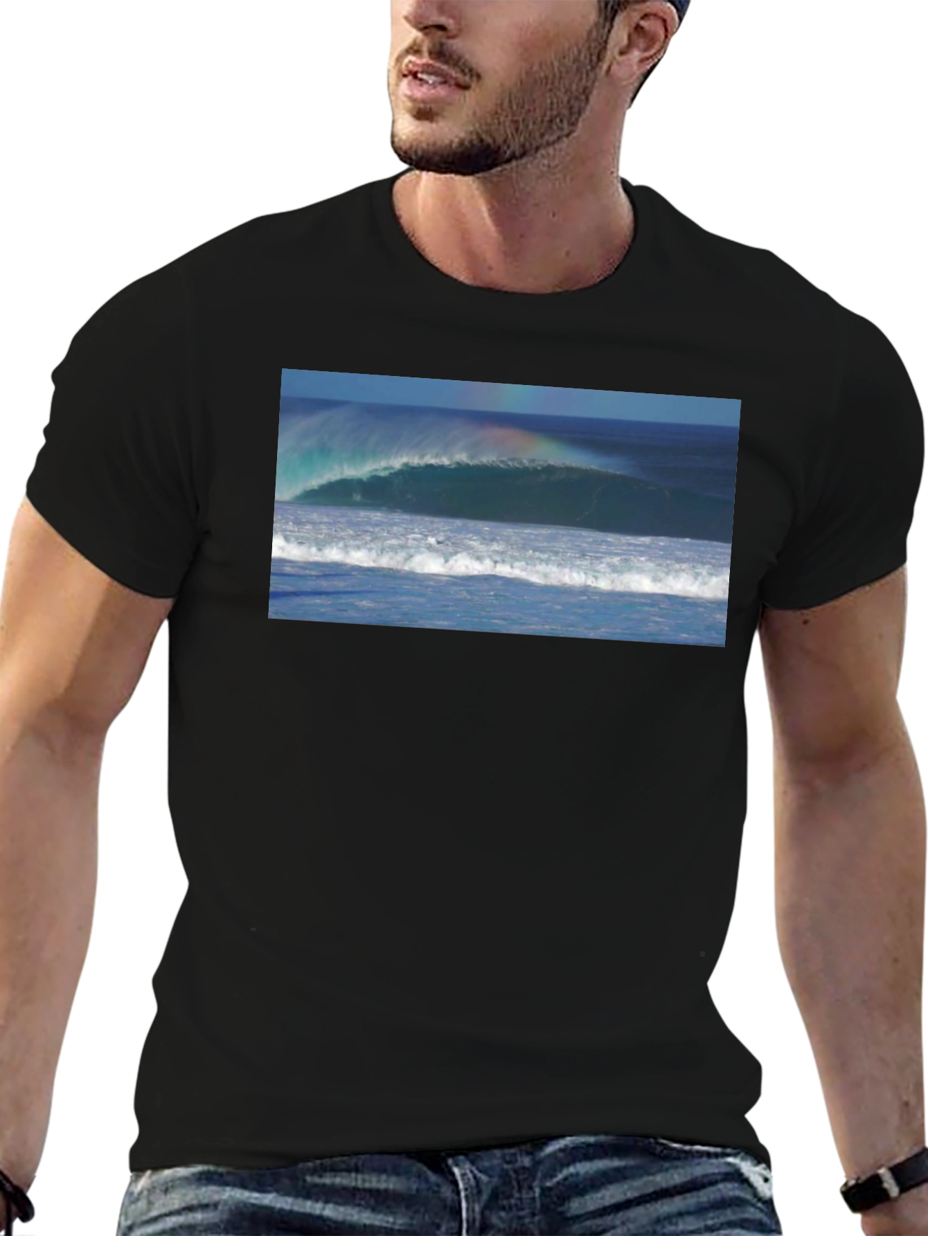 Ocean Wave Graphic Black T-Shirt