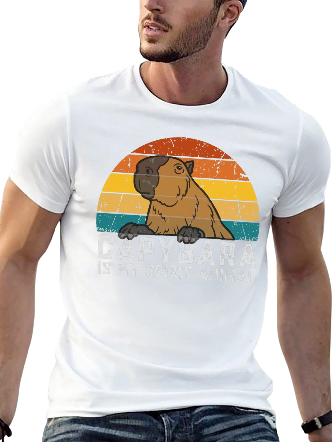 Capybara Spirit Animal Graphic Tee - Cool Retro Design