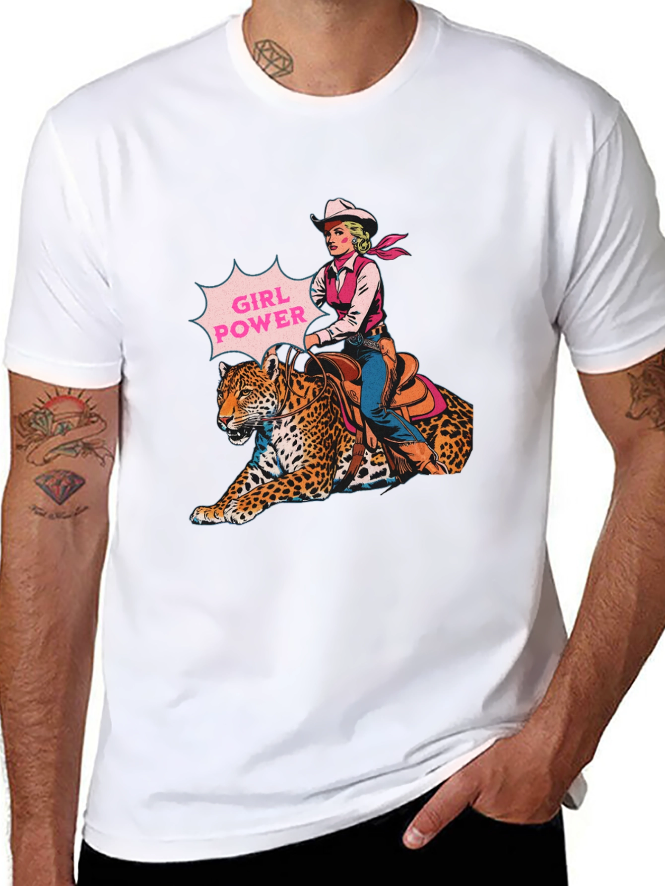 Girl Power Leopard Graphic T-Shirt