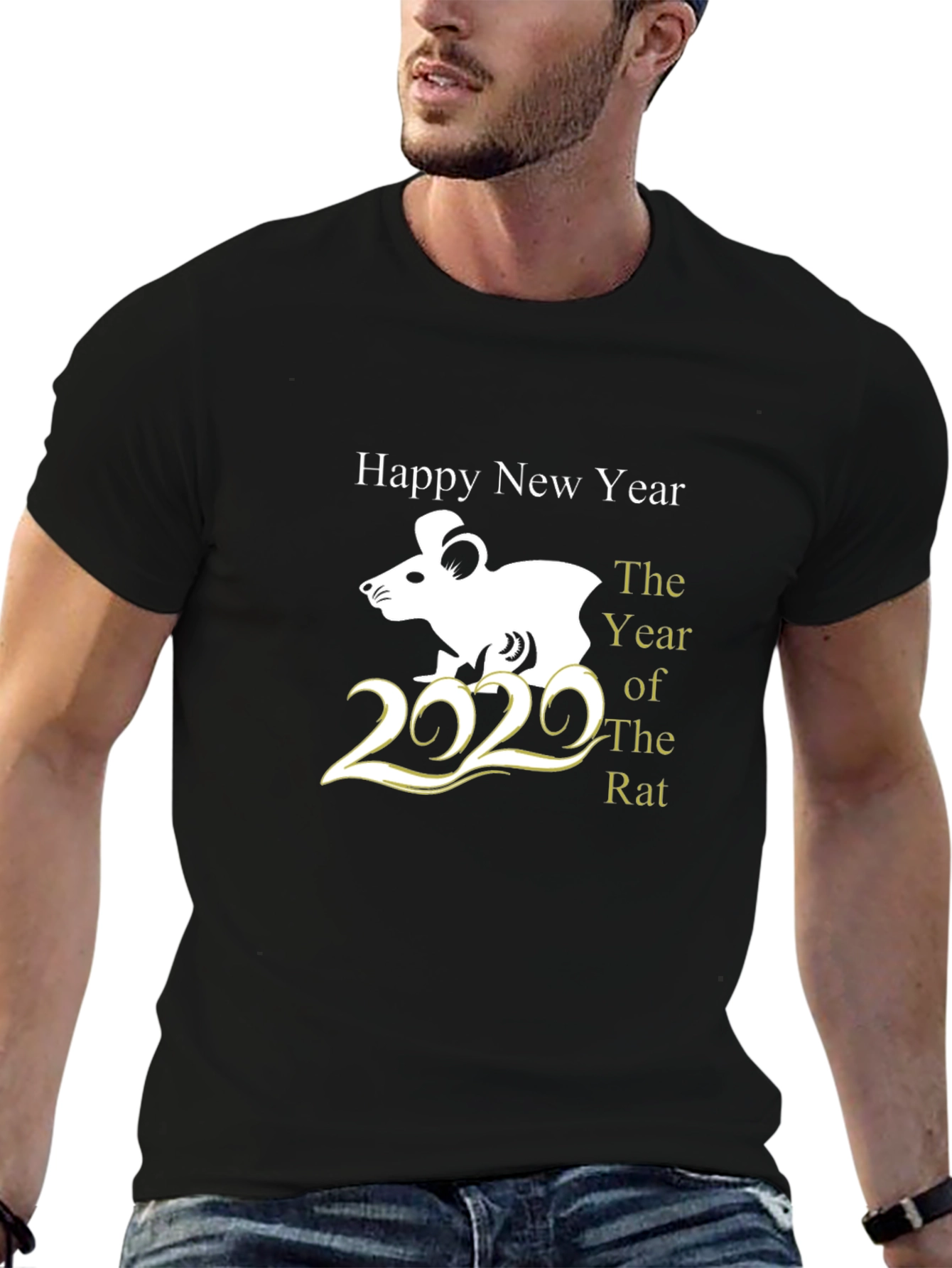 Happy New Year of the Rat 2020 Black T-Shirt