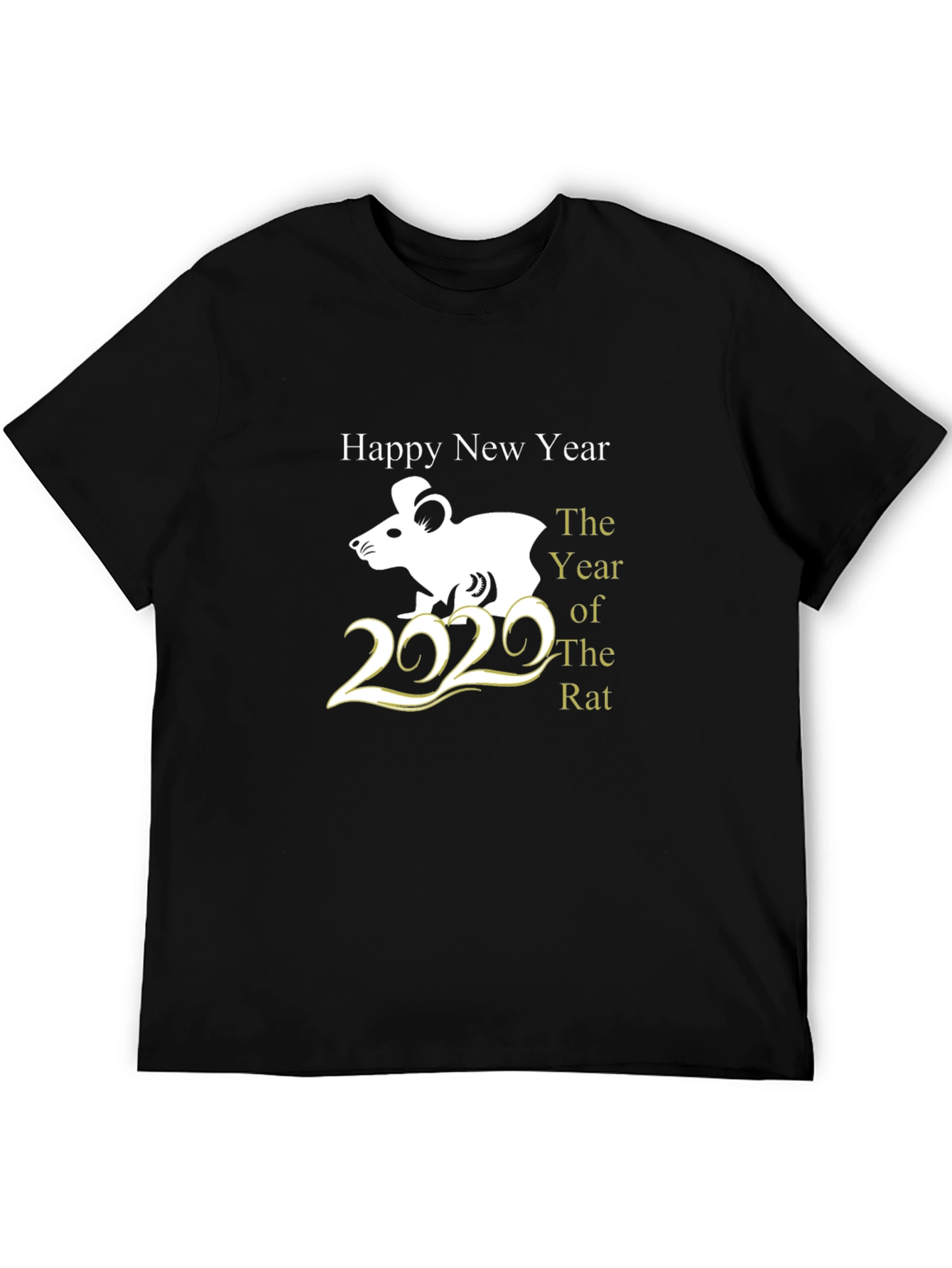 Happy New Year of the Rat 2020 Black T-Shirt