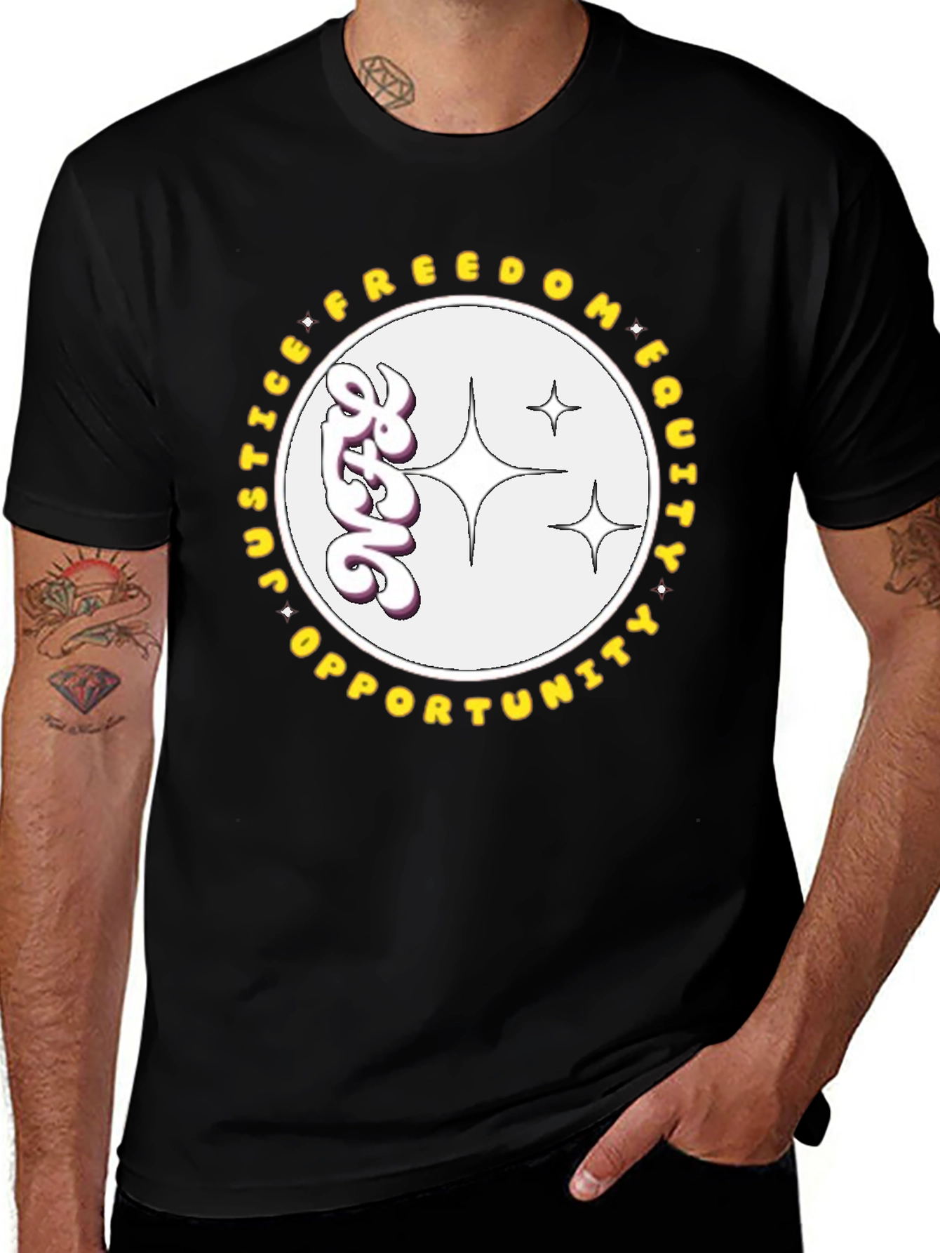 Equality T-Shirt - Justice Freedom Opportunity Graphic Tee