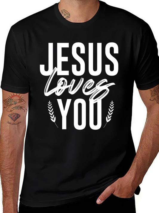 Jesus Loves You Graphic Black T-Shirt
