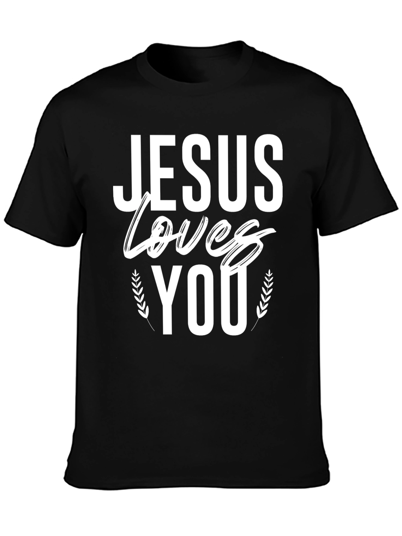 Jesus Loves You Graphic Black T-Shirt