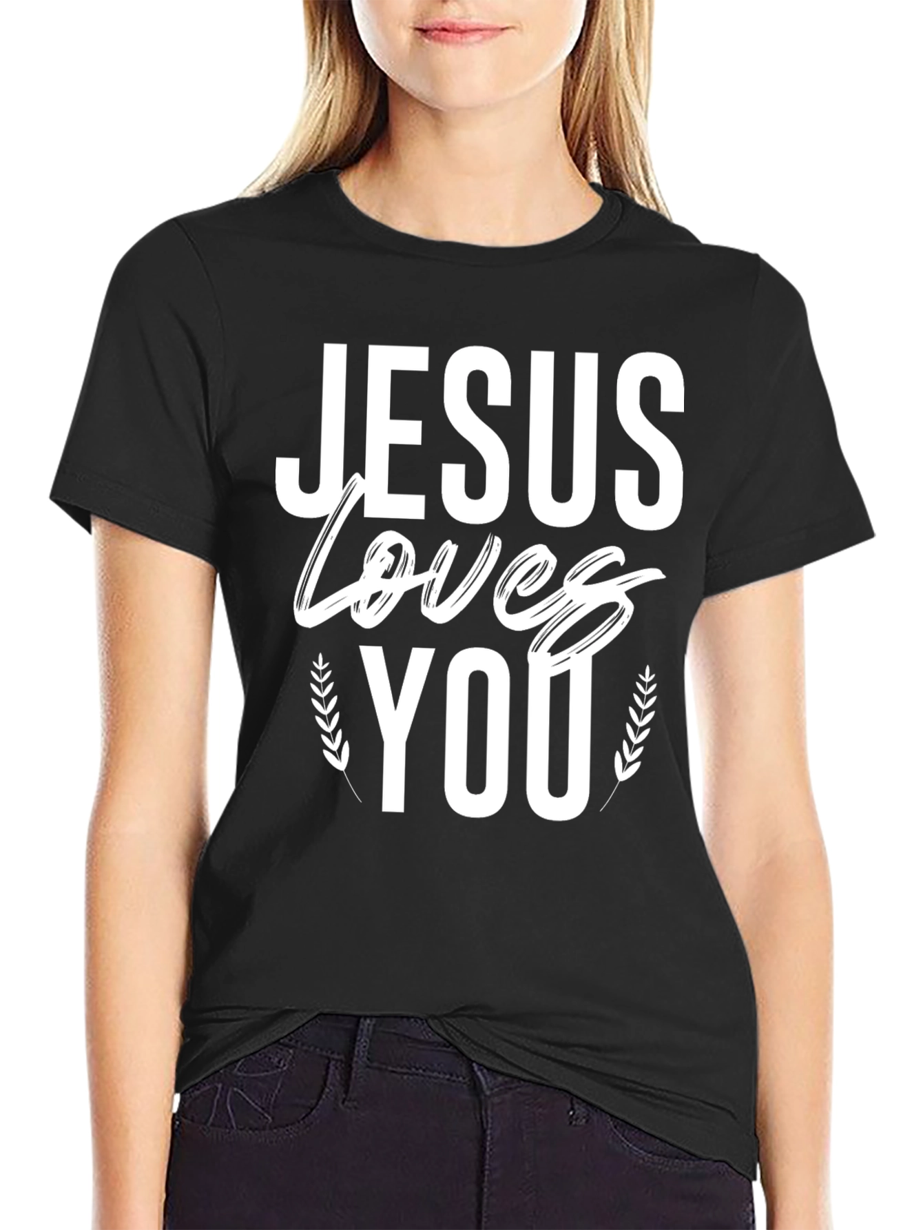 Jesus Loves You Graphic Black T-Shirt