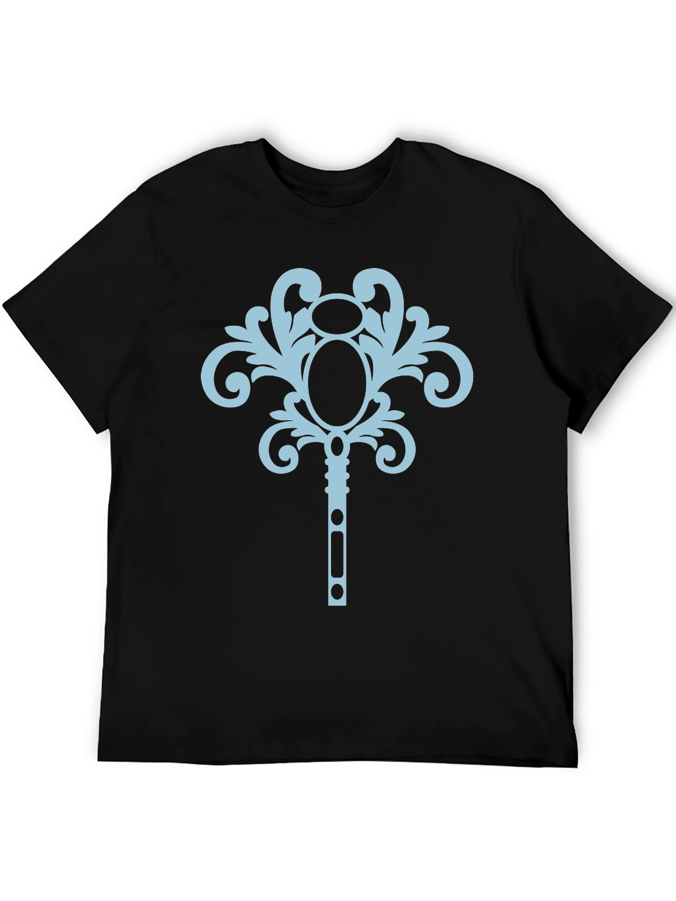 Black T-Shirt with Ornamental Key Design