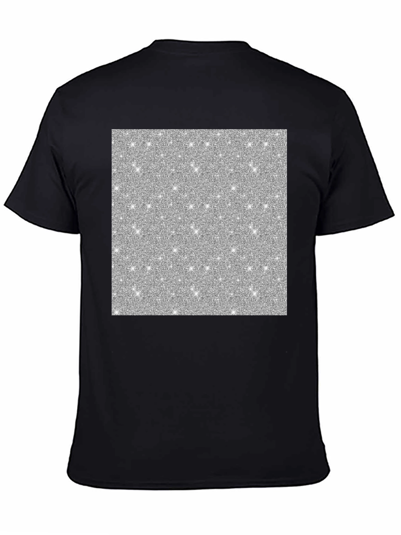Sparkling Silver Glitter Graphic Black T-Shirt