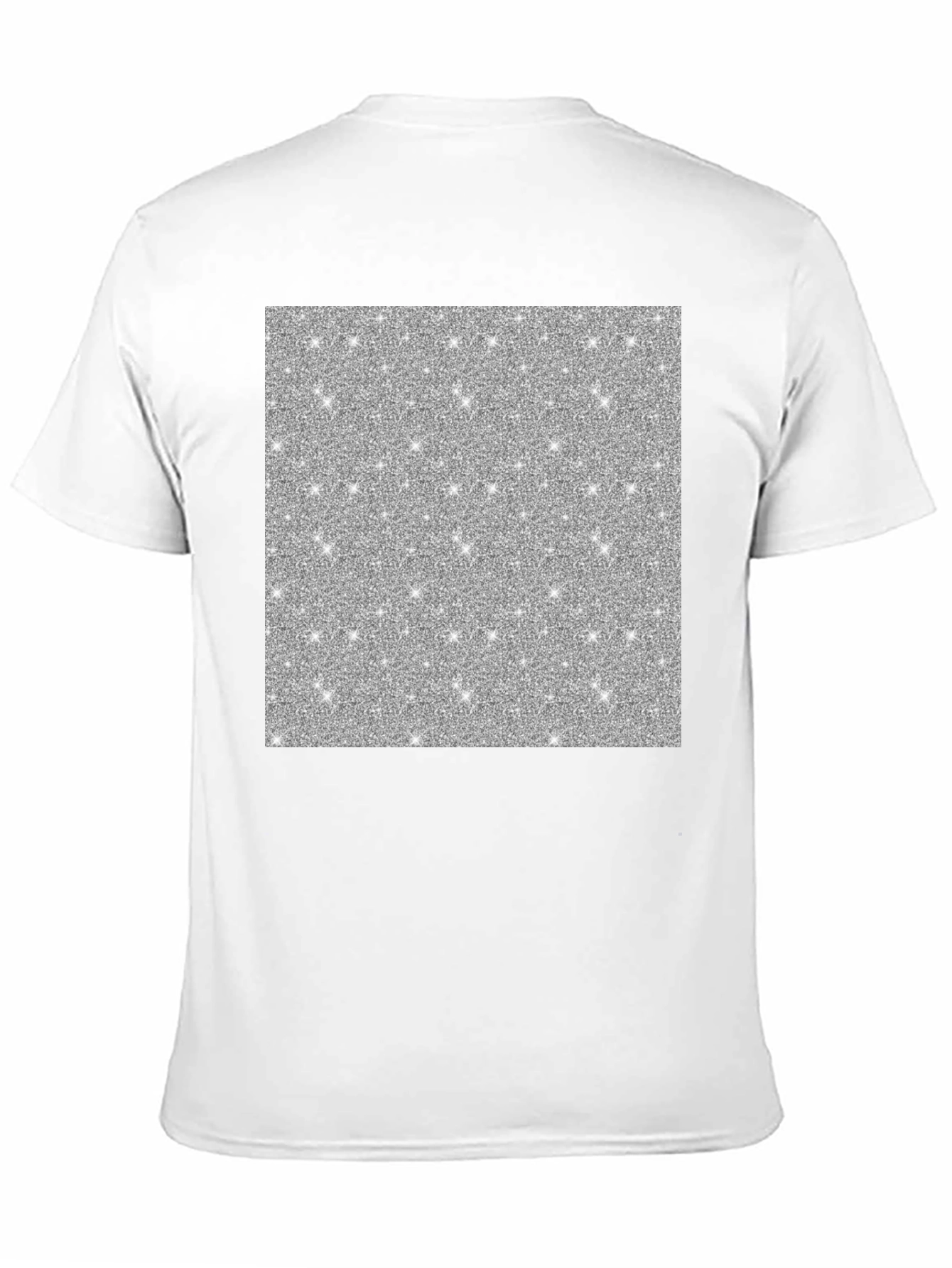 Sparkling Silver Glitter Graphic Black T-Shirt