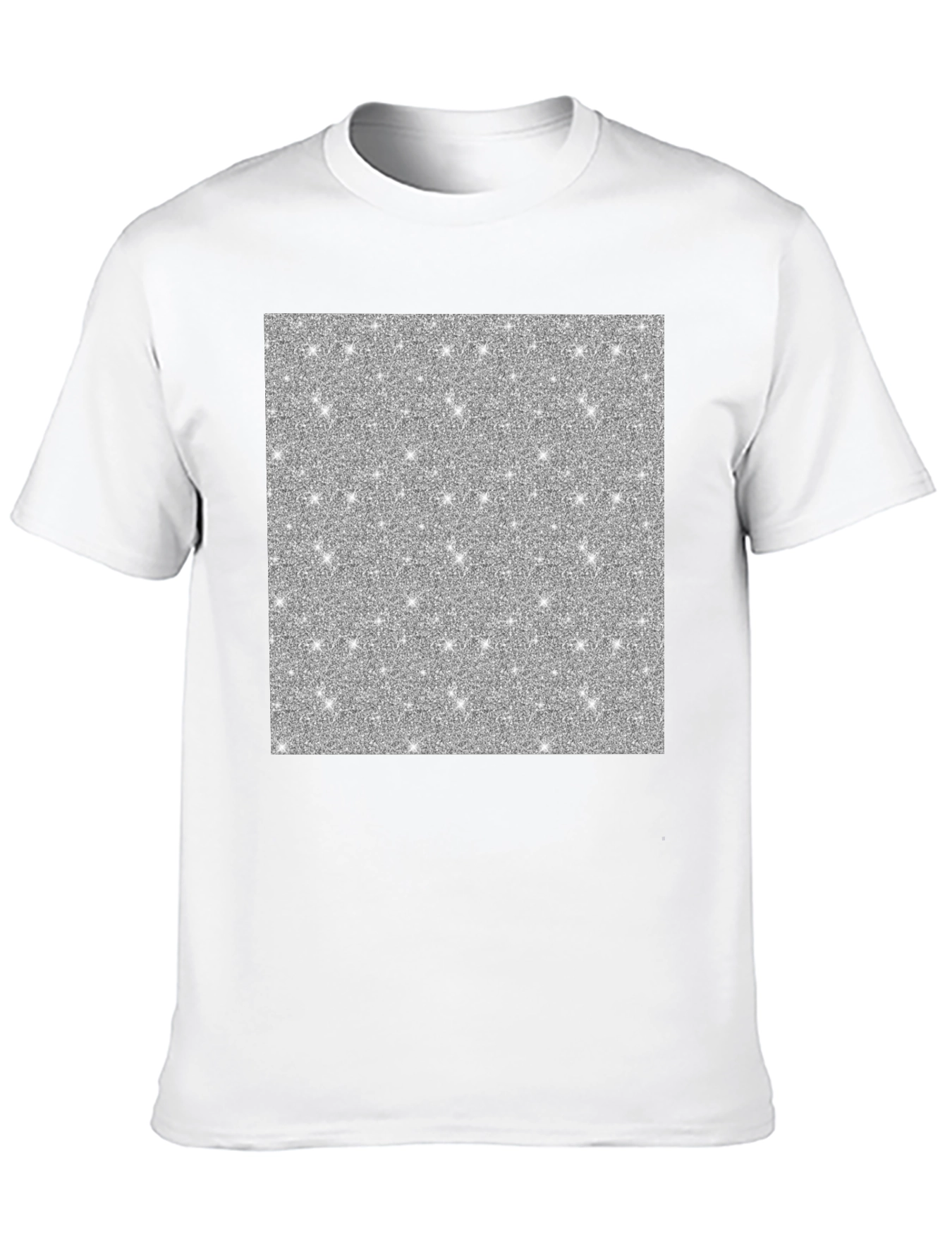 Sparkling Silver Glitter Graphic Black T-Shirt
