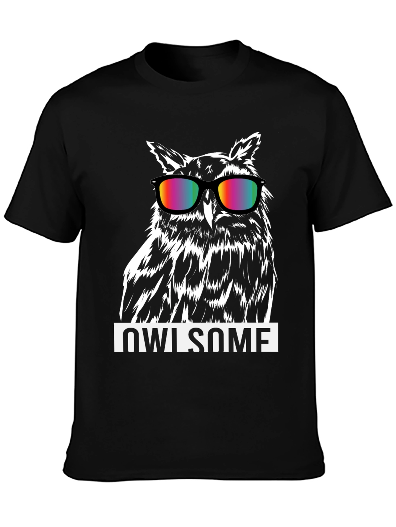 Owl-some Graphic Tee - Cool Owl with Rainbow Glasses