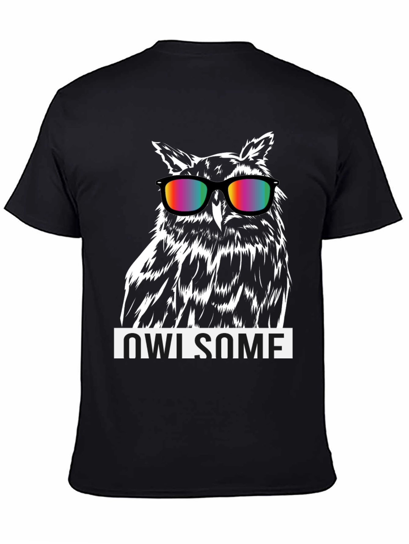 Owl-some Graphic Tee - Cool Owl with Rainbow Glasses