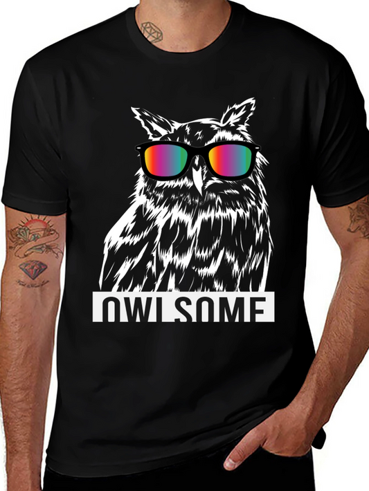 Owl-some Graphic Tee - Cool Owl with Rainbow Glasses